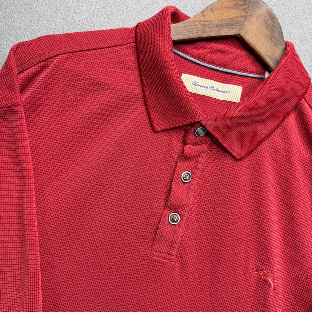 Tommy Bahama Polo Shirt Mens XXL Red Emfielder Island Modern Short Sleeve
